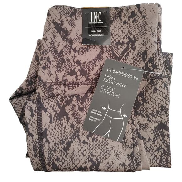 INC Women Gray Compression High Waist Animal Print Active Skinny Leggings Small - Picture 3 of 4